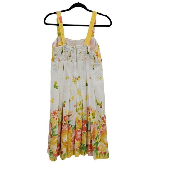 R&K Cotton Cottagecore Peasant White Spring Floral Tea Length Apron Dress Sz 8 - Picture 8 of 12